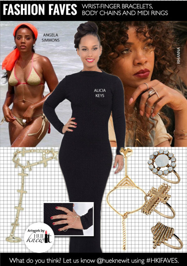 Jewelry Trends: Wrist-Finger Bracelets, Body Chains and Midi Rings